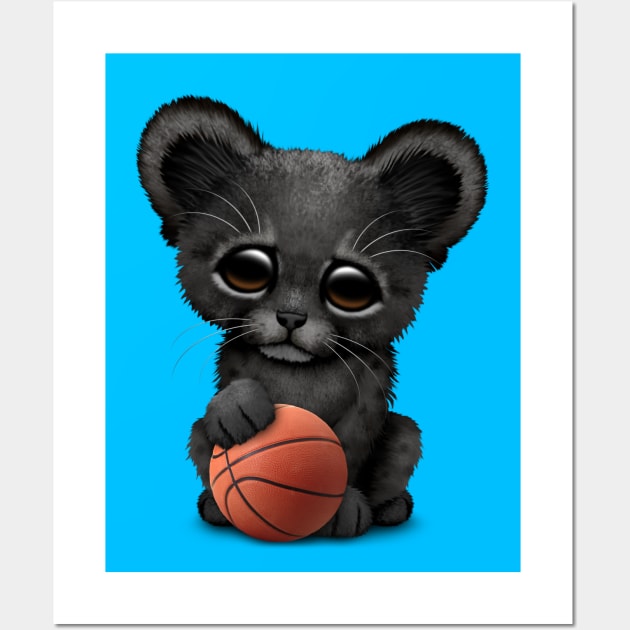 Black Panther Cub Playing With Basketball Wall Art by jeffbartels